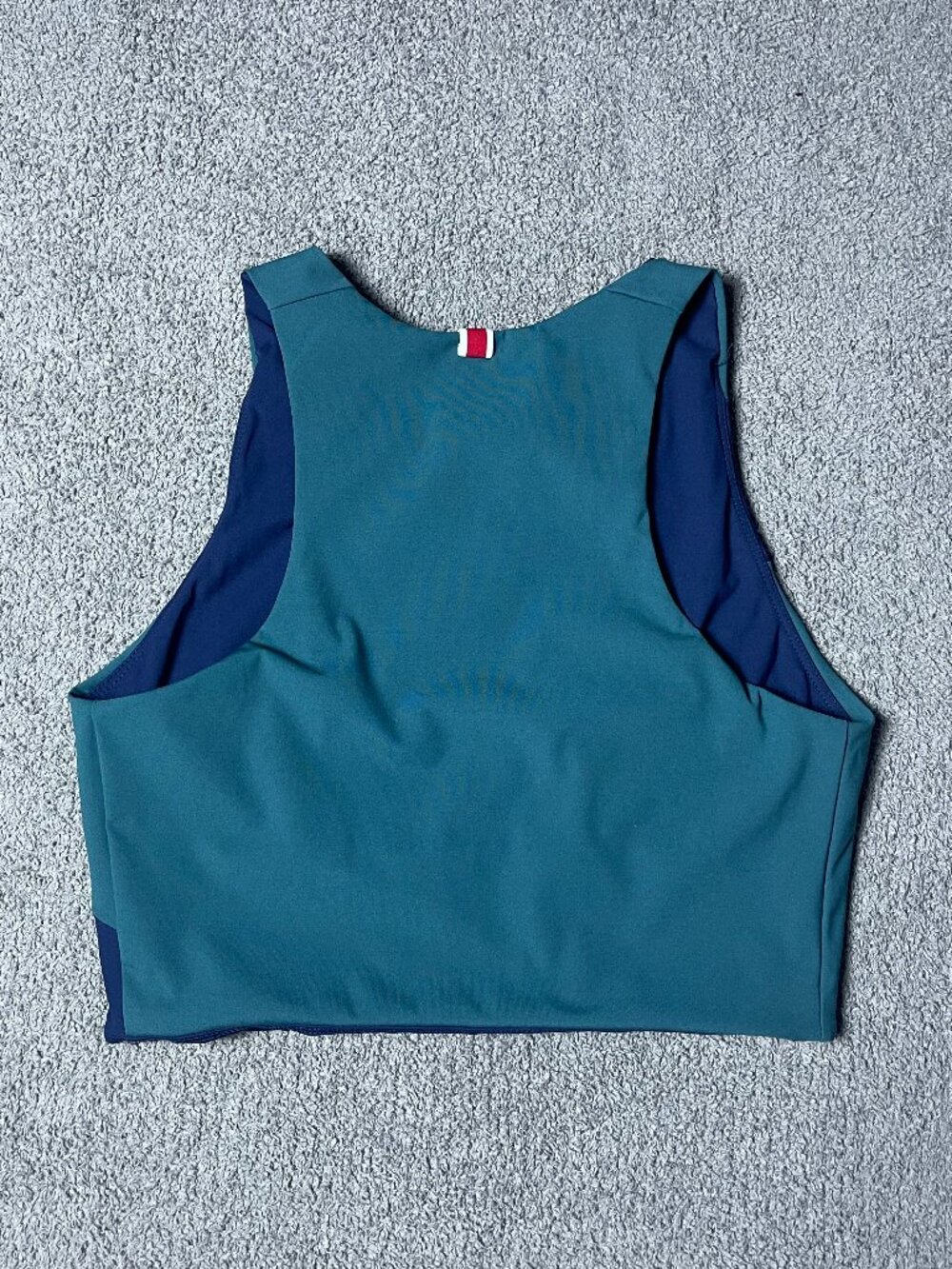 Tracksmith Bell Lap Crop Top Racerback Running Green/Blue Stripe Women's Medium - Picture 2 of 6